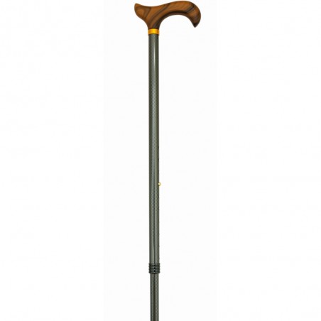Canne de marche réglable avec poignée en bois sobre et ergonomique pour homme ou femme.