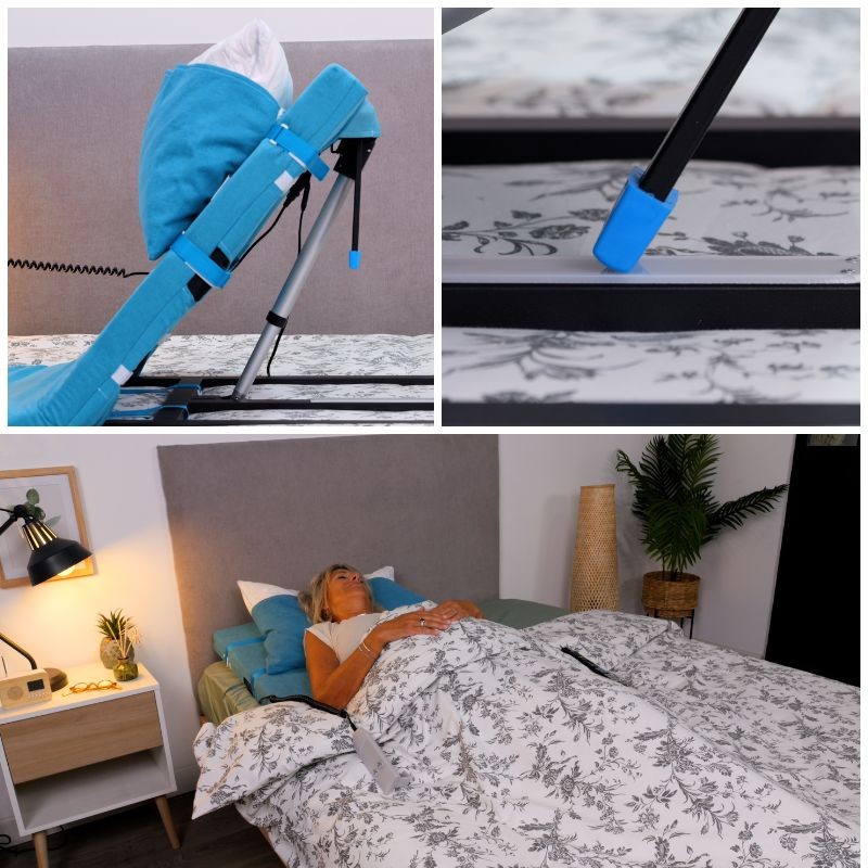 Redresse dos électrique replié sous matelas invisible senior chambre autonomie confort nuit CouleurSenior