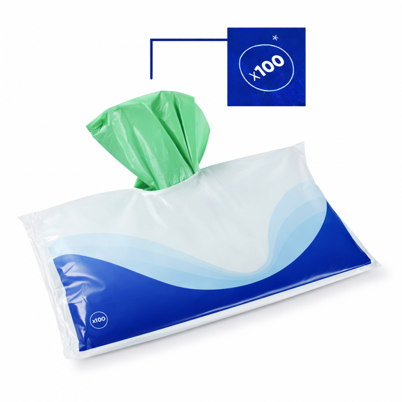 100 sacs incontinence parfumés pomme fermeture poignées à nouer discrets et pratiques