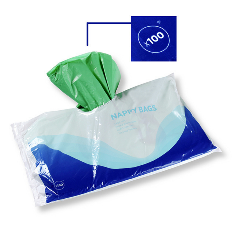 Lot 100 sacs hygiéniques incontinence parfum pomme format 37x26 cm avec poignées à nouer