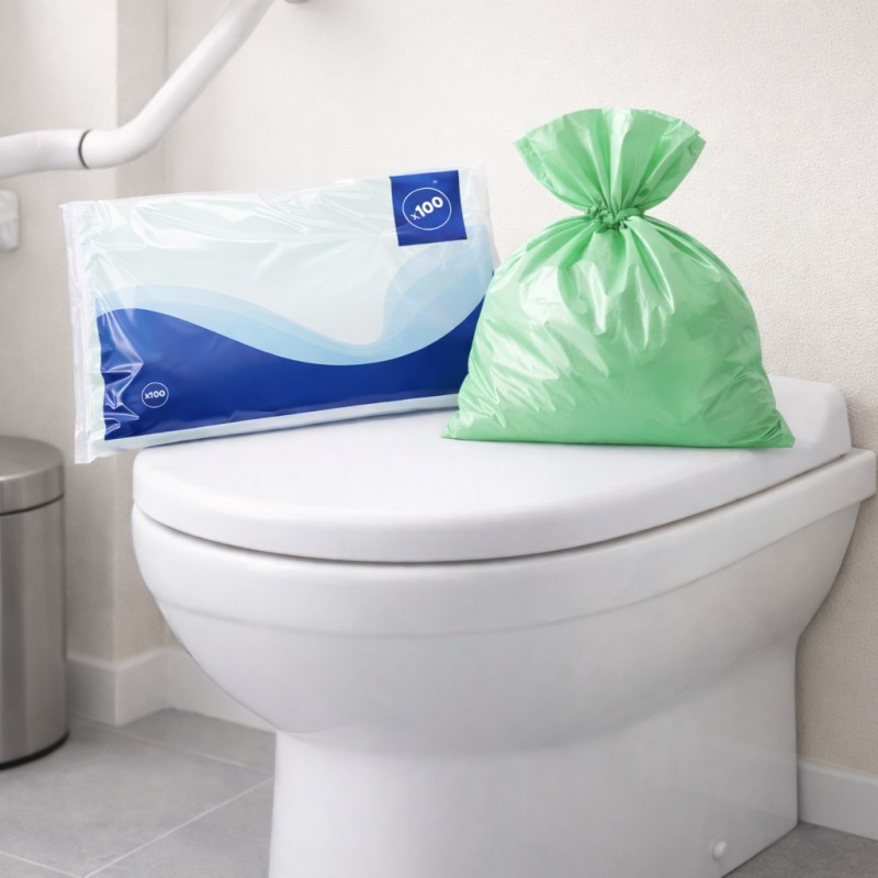 Sacs déchets incontinence adulte usage unique domicile établissement médical déplacements