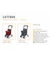 Fiche technique du déambulateur / chariot de course Carlett Lett800, disponible en rouge et en gris.
