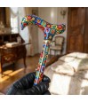 Poignée ergonomique Derby, aux carrés vifs et multicolores, exclusif, idéal pour des cadeaux.