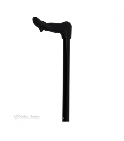 Canne de marche anatomique réglable noir en hauteur pour droitier poignée ergonomique.