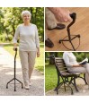 Adultes profitant d'un support sécurisant et amusant avec cette canne de marche réglable.