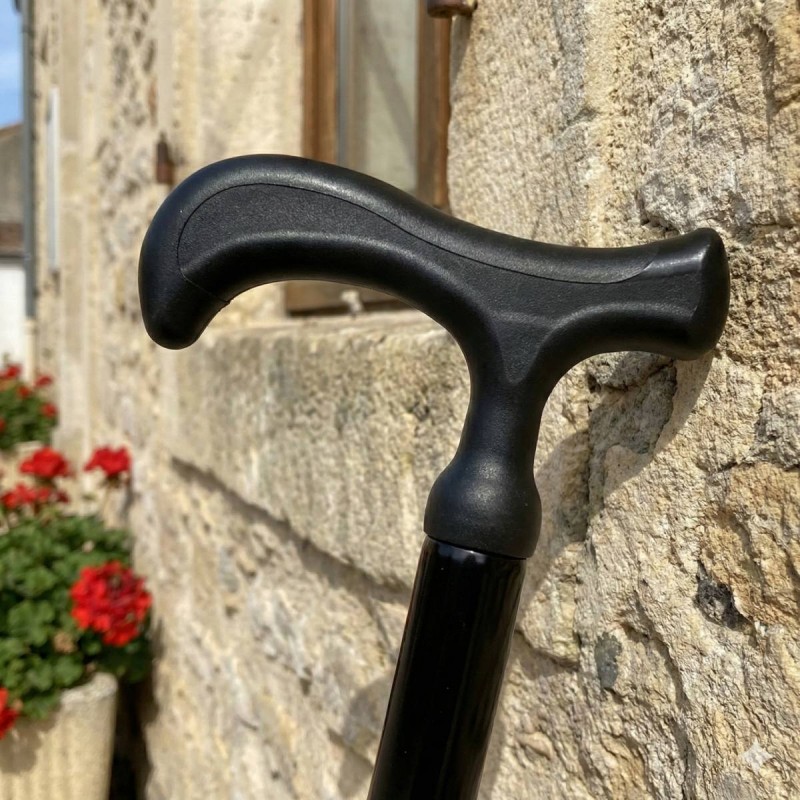 Poignée ergonomique Fritz de canne de marche pharmacie noire, idéale pour un cadeau.