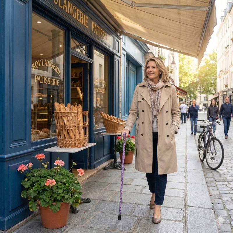 Canne de marche pliable pour femme. Beau cadeau pour une mère ou une grand-mère.