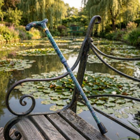 Canne de marche élégante, motif peinture de Monet Nymphéas, idéale pour avoir une pièce d’art dans votre main.