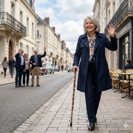 Canne de marche réglable et sécurisée, avec poignée ergonomique en T. Cadeau élégant pour femme.