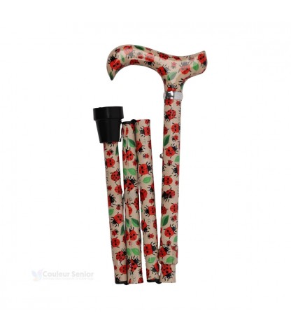 Canne de marche femme pliable fantaisie, design nature original. Ultra légère pour un transport facile.
