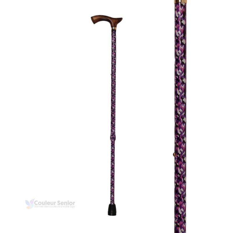 Canne de marche originale en aluminium pour femme. Un style Camouflage Rose, audacieux, amusant et féminin.