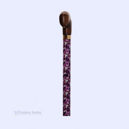 Canne de marche en aluminium, camouflage rose, réglable pour femme. Un accessoire féminin, amusant et original.
