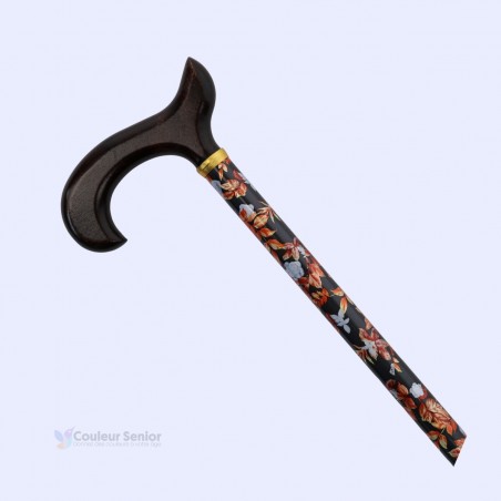 Poignée Derby en bois  sur canne de marche élégante pour femme, en aluminium, avec un motif original et sobre.