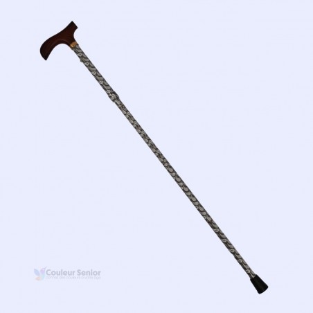 Profil de la canne de marche de luxe pour femme, aluminium féminin, poignée T en bois élégante.