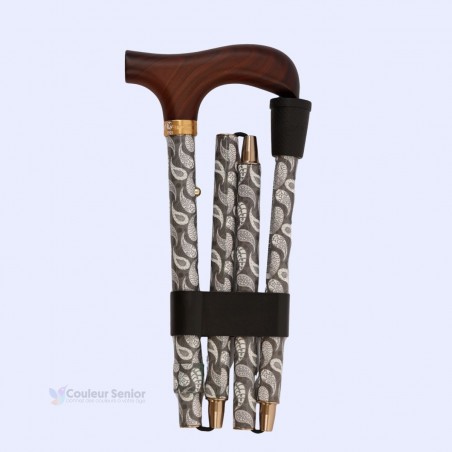 Canne de marche en aluminium pliée très élégante, luxe pour femme avec une poignée T en bois.