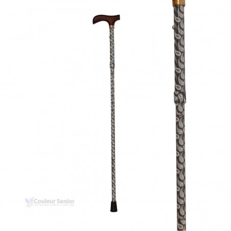 Élégante canne de marche pour femme, en aluminium de luxe, poignée T en bois au style féminin.