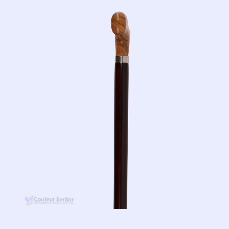 Poignée T en bois d'olive, canne de marche sérieuse de qualité et fût en bois de hêtre.