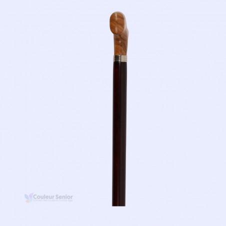 Poignée T en bois d'olive, canne de marche sérieuse de qualité et fût en bois de hêtre.