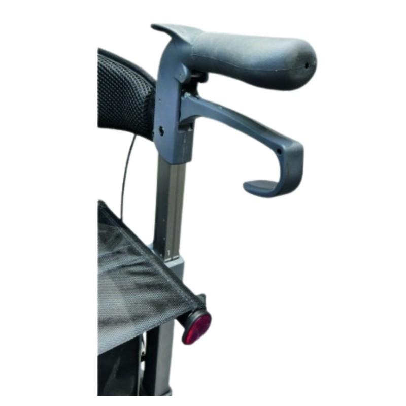 Déambulateur à 4 roues Neo Fold avec poignées anatomiques souples pour un confort optimal pour les seniors.
