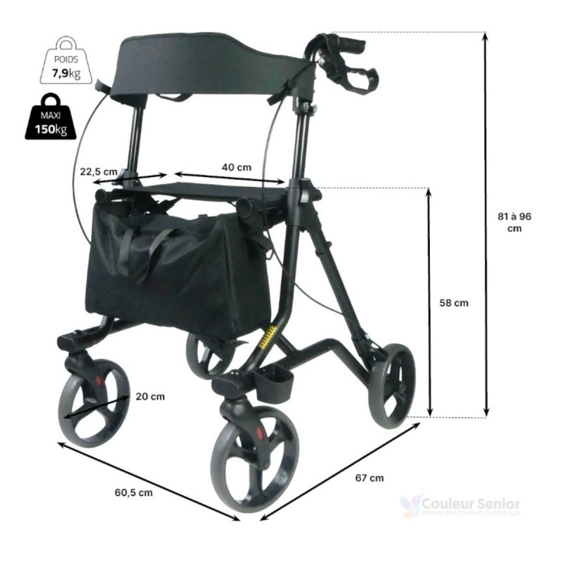 Ce déambulateur adulte Neo Strong supporte 149 kg : un vrai déambulateur, pas cher et solide.