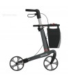 Déambulateur adulte robuste en aluminium et en carbone, supportant 149 kg pour le maintien à domicile.