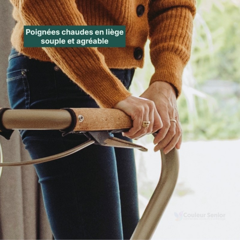 Le rollator robuste en aluminium aide à la mobilité, avec panier, et supporte jusqu'à 149 kg.