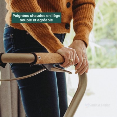Le rollator robuste en aluminium aide à la mobilité, avec panier, et supporte jusqu'à 149 kg.