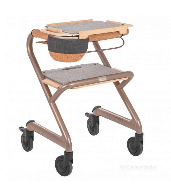 Rollator déambulateur 4 roues d’intérieur Saljol élégant et multifonction.
