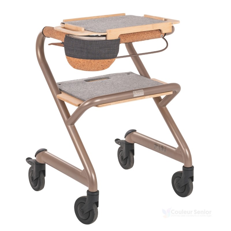 Rollator déambulateur 4 roues d’intérieur Saljol élégant et multifonction.
