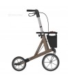 Rollator tout-terrain en aluminium pour personnes de grande taille ou XL, avec siège et dossier.