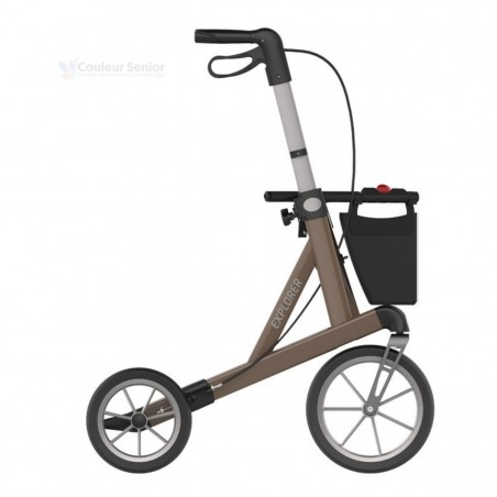 Rollator tout-terrain en aluminium pour personnes de grande taille ou XL, avec siège et dossier.