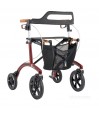 Déambulateur rollator Allround Saljol XL rouge, un aide-marche robuste pour seniors.