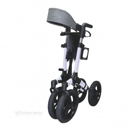 Rollator senior NEO Fun blanc pliable: excellent rapport qualité-prix et très stable en extérieur.