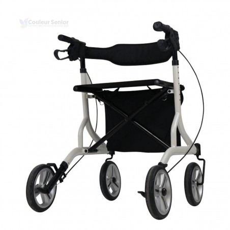 Rollator hybride Neo Easy blanc, très stable, pour vos déplacements intérieurs et extérieurs.