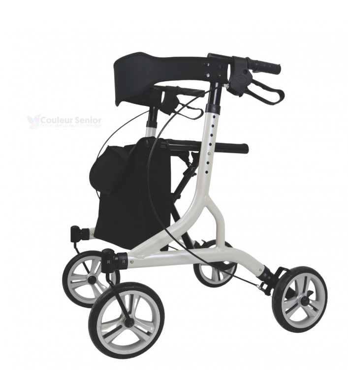 Déambulateur 4 roues hybride Neo Easy bleu est idéal pour intérieur et extérieur, éligible pour être remboursable par la Sécu,