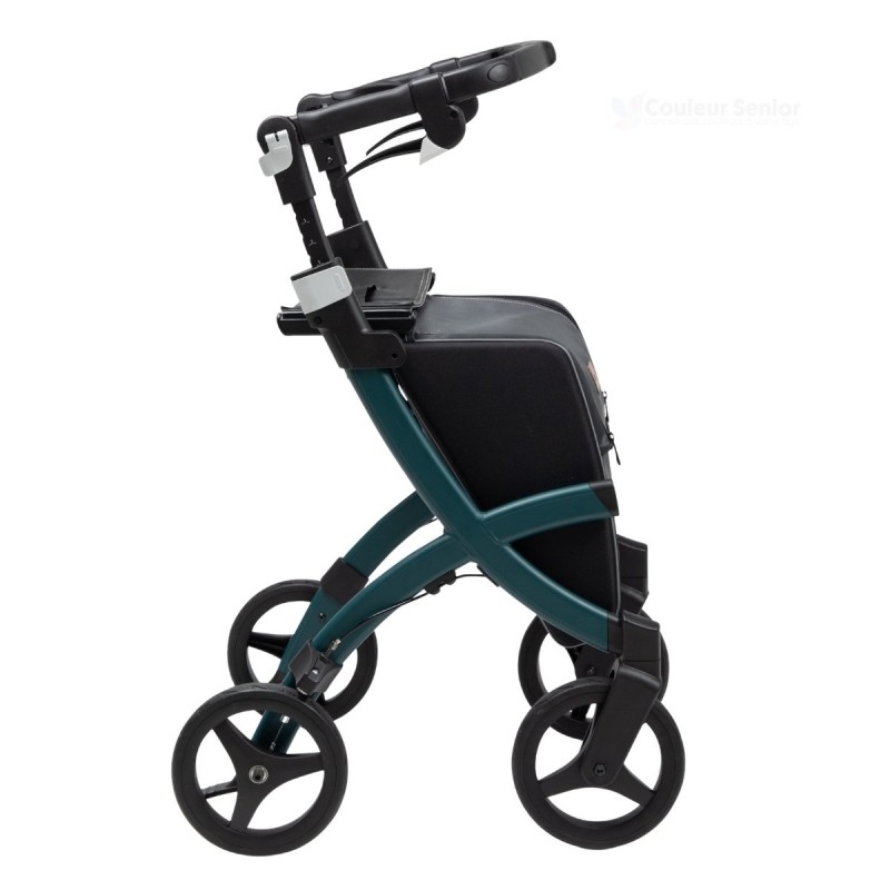 Rollz Flex vert de luxe, 7,4 kg. Déambulateur esthétique avec poignées réglables et siège.