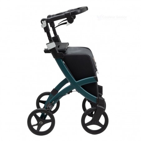 Rollz Flex vert de luxe, 7,4 kg. Déambulateur esthétique avec poignées réglables et siège.