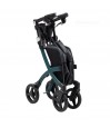 Rollz Flex vert: déambulateur robuste de 7,4 kg, poignées réglables, siège et sac de courses.