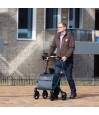 Déambulateur Rollz Flex vert élégant: roues 360°, siège, sac de courses. Remboursable Sécu.