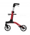 Profil droit déambulateur Brooklyn rouge Quun avec siège pratique, supporte jusqu'à 136 kg.