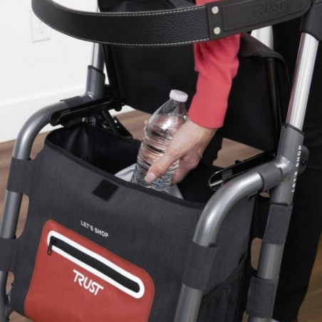 Rollator léger en aluminium Let's Shop avec un grand sac. Remboursé sécurité sociale.