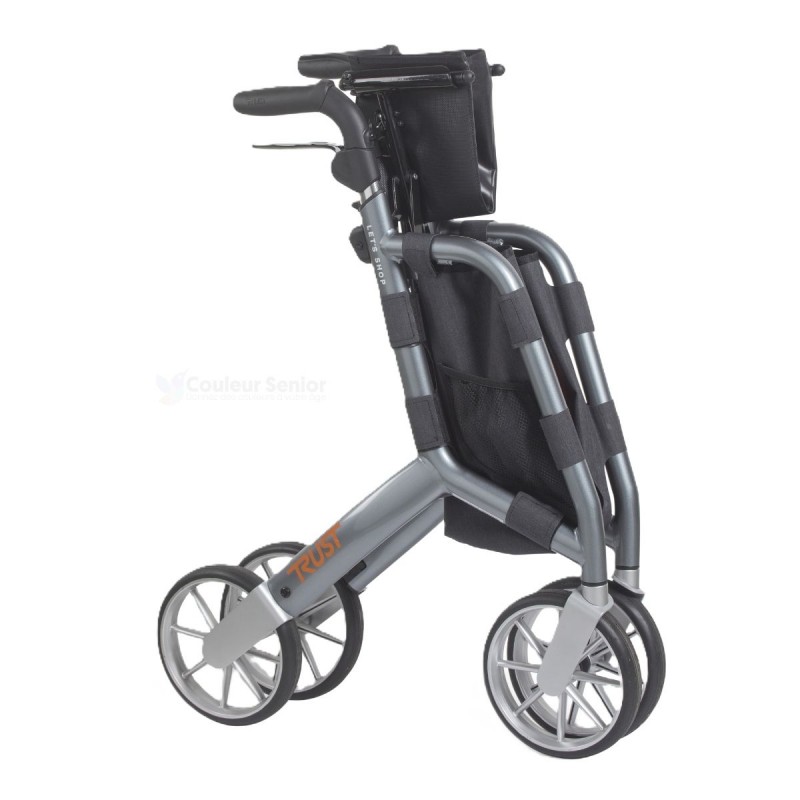 Déambulateur pliable de luxe Let's Shop Trust Care, remboursé par la Sécurité sociale.