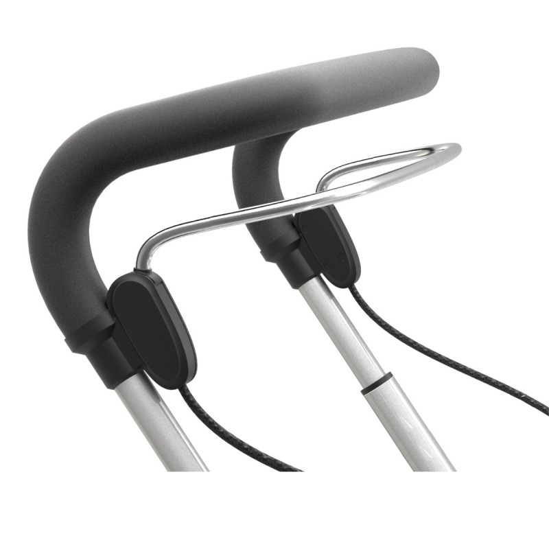 Poignée de frein facile à actionner d'une seule main pour un contrôle optimal en tout temps de ce déambulateur Let's Go Indoor.