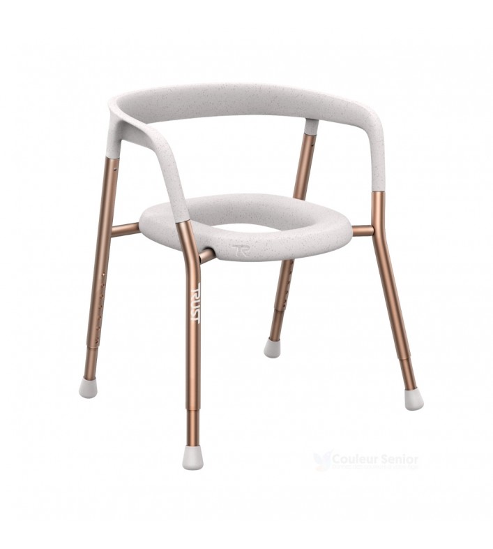 Chaise de toilette ou de douche très élégante, percée de couleur or rose. Éligible au remboursement Sécu.