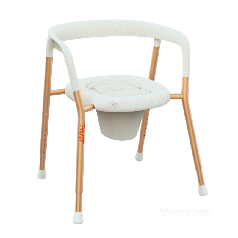 Chaise de douche ou de toilette Let's Help Me réglable en hauteur avec seau escamotable.