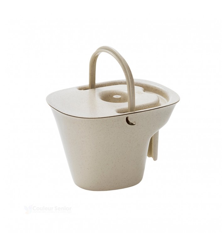 Seau escamotable pour chaise de toilette Let's Help Me, idéal pour les adultes en incontinence.