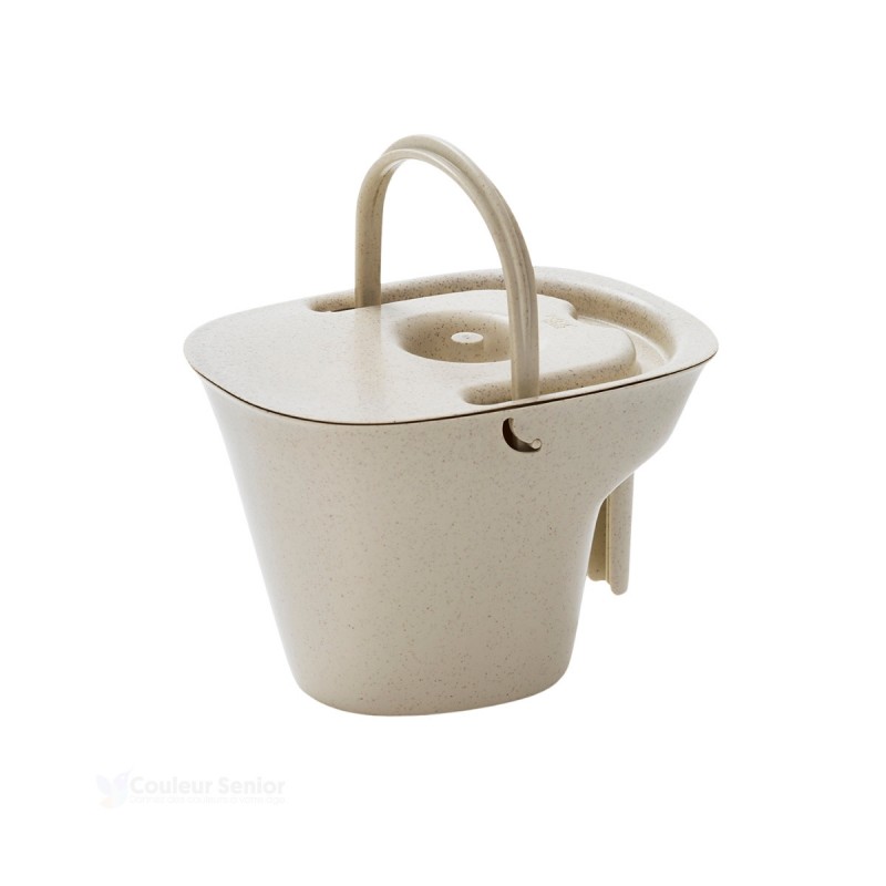 Seau escamotable pour chaise de toilette Let's Help Me, idéal pour les adultes en incontinence.
