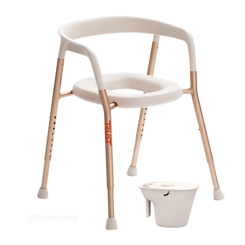 Chaise percée Let's Help Me avec seau escamotable, idéale pour les adultes en incontinence. Remboursement sécurité sociale.