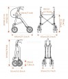 Dimensions du déambulateur Trive ultra-compact. Remboursé par la sécurité sociale.