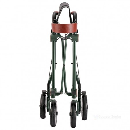 Déambulateur Trive vert ultra-compact. Éligible remboursement sécurité sociale.